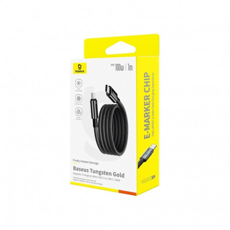 Cable - Baseus Tungsten Magnetic USB C to USB C Fast Charging 100 W 1 m Black