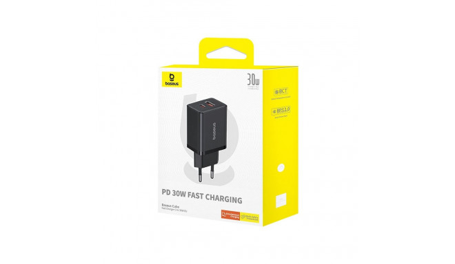 Charger - Baseus Cube 30W USB-C / USB-A Mains Charger Black