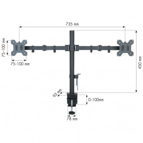 Monitor Mount - Techly ICA-LCD 382-D Supports 13"-27" Screens 20kg Black