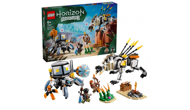 Construction Set - LEGO HORIZON 77037 Aloy & Varl vs. Shell-Walker & Sawtooth 768 Elements, 2 Minifi