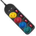 Power Strip - Maclean Mce229b 4-socket Extension Cable + 2xusb With Sw