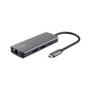 USB Hub - Trust Dalyx 1000 Mbit/s 3840 x 2160 60 Hz Ethernet 2x USB 2.0 2x USB Type-C Silver