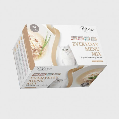 Wet Cat Food - CHERIE Everyday Menu Mix of Chunks in Gravy - 24x80g