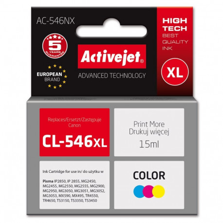 Ink Cartridge - Activejet AC-546NX Replacement for Canon CL-546XL, 15 ml, High Yield, Colour