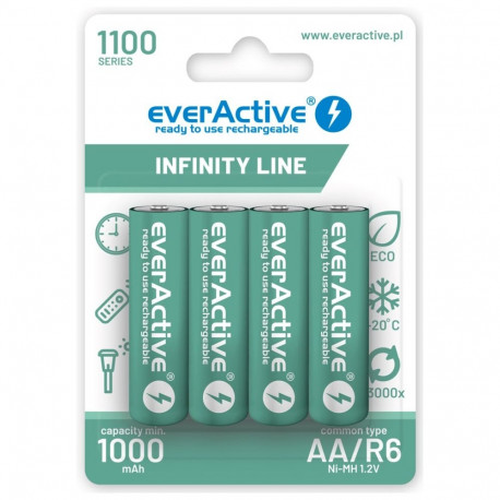 Rechargeable Batteries - everActive Ni-MH R6 AA 1100 mAh 4 Pack