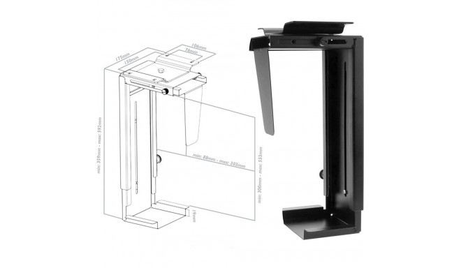 Computer Accessories - Techly ICA-CS 66 Under Desk CPU Holder - Black