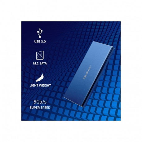 M.2 SSD Enclosure - Qoltec 51832 2TB SATA USB 3.0 Blue Qoltec 51832 M.2 SSD Enclosure | SATA NGFF | 