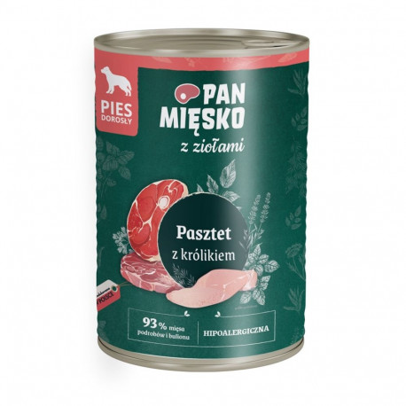 Dog Food - PAN MIĘSKO Rabbit Pate with Herbs 400g Rabbit Pate with Herbs Wet Dog Food - 400g