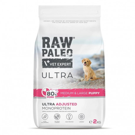 Dry Dog Food - RAW PALEO Ultra Pork Medium & Large Puppy 2kg Grain-Free
