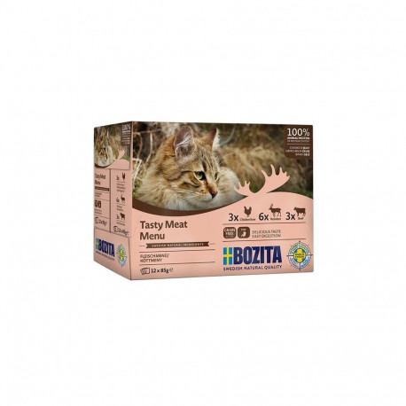 Wet Cat Food - BOZITA Tasty Meat Menu Multibox Flavor Mix in Jelly 12 x 85g