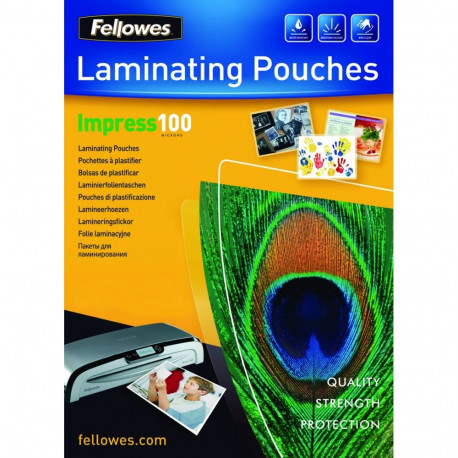 Laminating Pouches - Fellowes A4 Glossy 100 Micron