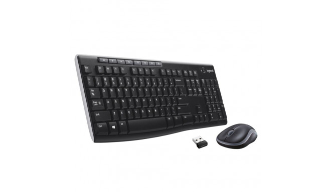 Keyboard and Mouse Set - Logitech 920-004508 Wireless QWERTY Spill Resistant Black, Silver