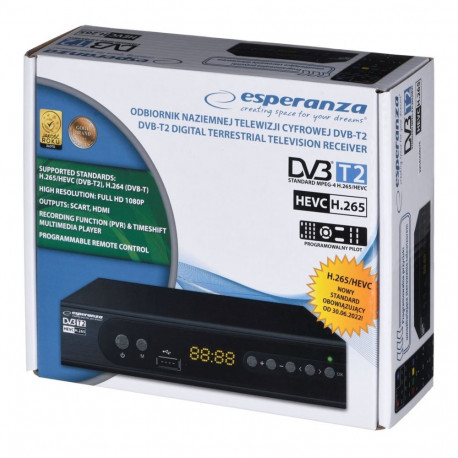 Set-Top Box - Esperanza EV106P DVB-T2 Black