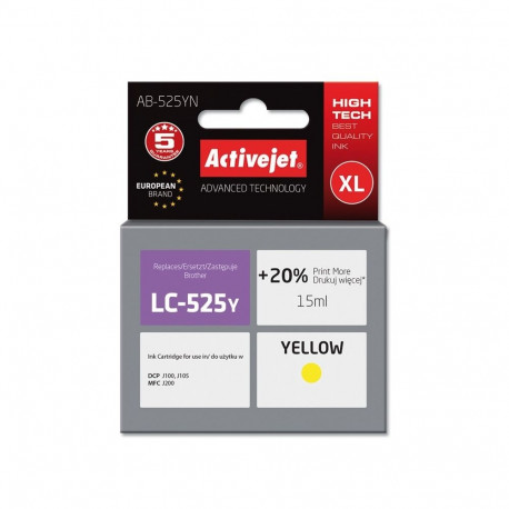 Ink Cartridge - Activejet AB-525YN Yellow 15 ml