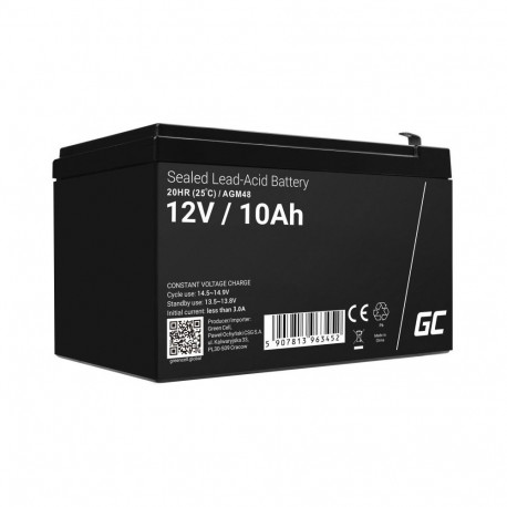 UPS Battery - Green Cell AGM48 Sealed Lead Acid 12V 10Ah Black