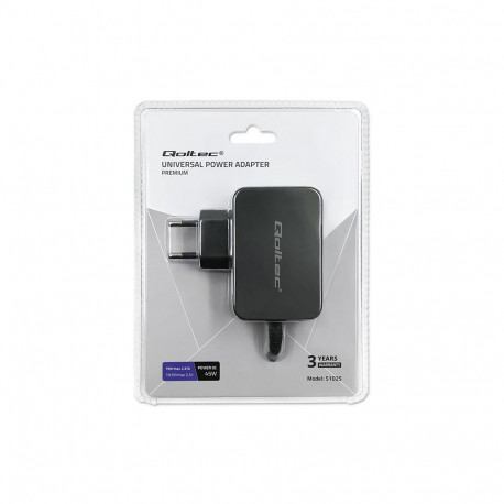 Power Adapter - Qoltec 51025 Indoor AC-to-DC 45W Black
