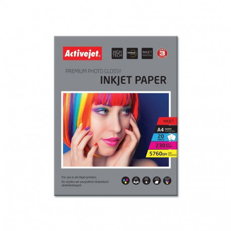 Photo Paper - Activejet AP4-230G20 Glossy A4 20 Sheets White