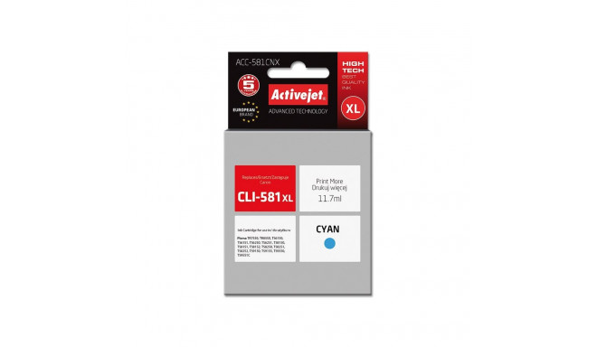 Ink Cartridge - Activejet ACC-581CNX 11.7ml High Yield Cyan