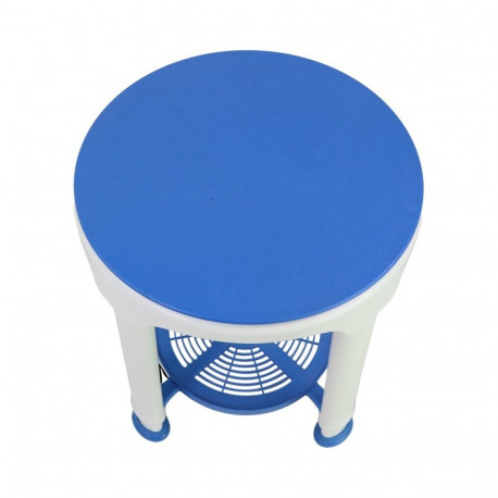 Bathroom Stool - Swivel Model Adjustable Height Blue/White