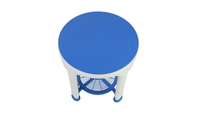 Bathroom Stool - Swivel Model Adjustable Height Blue/White