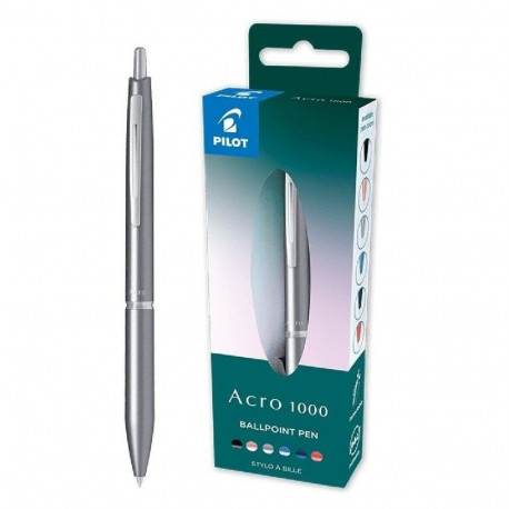 Pastapliiats Pilot Acro 1000 hõbedane metallkorpus, kinkekarbis, must südamik 1,0