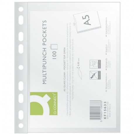 Kiletasku U-tasku A5 köidetav, läikiv 50mic 100tk./pk, Q-Connect