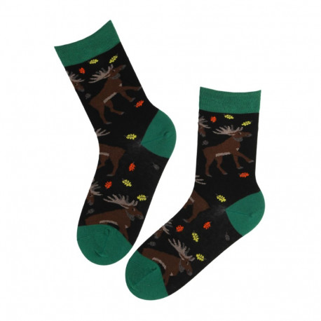 SOKISAHTEL MOOSE musta värvi puuvillased põtradega sokid 444