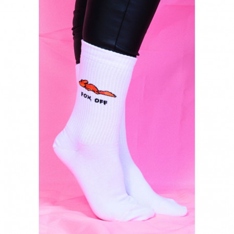 SOKISAHTEL FOX OFF valged rebastega puuvillased sokid 444, 446