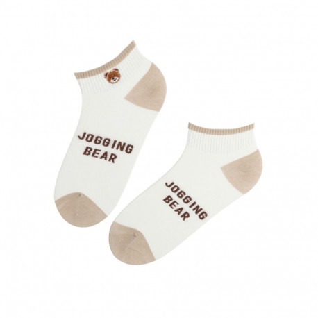 SOKISAHTEL DORIS valged karuga madalad puuvillased sokid 444