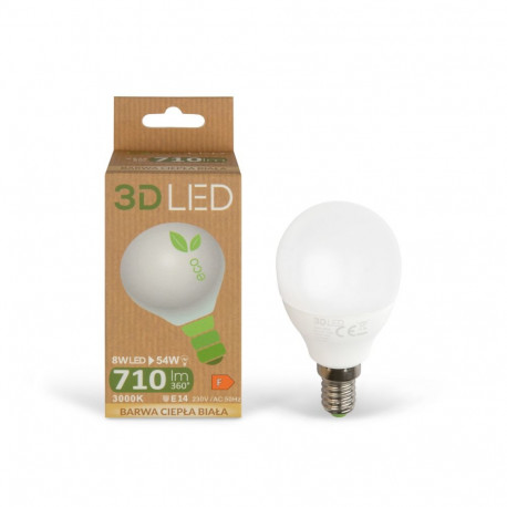 3D LED Eco pirn kuul E14 8W