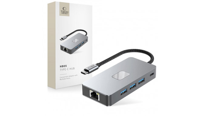 TECH-PROTECT HB05 HUB ADAPTER 9IN1 TYPE-C + USB2.0 + USB3.0 + HDMI 4K 60HZ + SD/TF + PD100W + RJ45 1