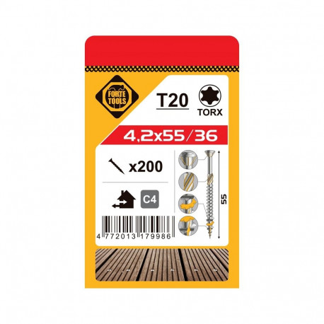 TERRACE SCREW T20 4.2X55 A2 (200)