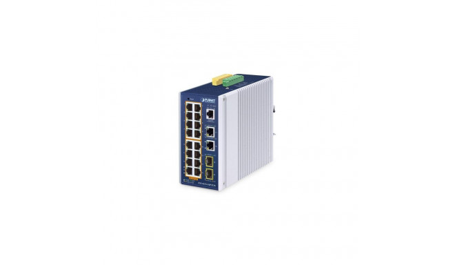 PLANET IP30 Industrial L2/L4 16-Port Managed L2/L4 Gigabit Ethernet (10/100/1000) Power over Etherne