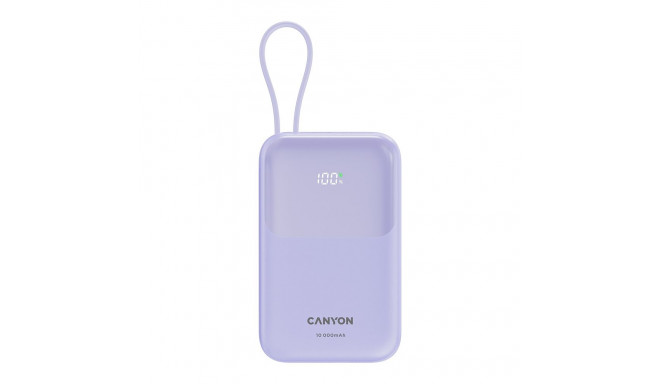CANYON power bank OnPower 101 built-in cable 10000 mAh PD22.5W Purple