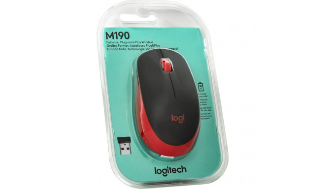 Logitech M190 -langaton hiiri, musta/punainen