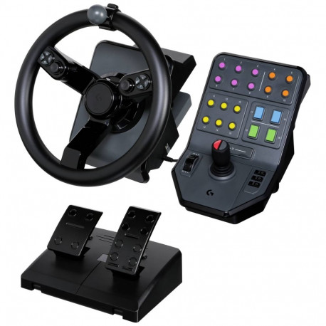 Logitech Saitek Farm Sim Controller -töömasina rool, pedaalid ja külgpaneeli juhtseade
