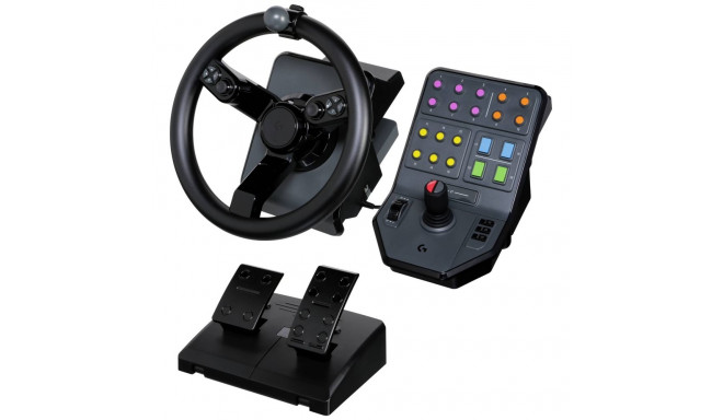 Logitech Saitek Farm Sim Controller -töömasina rool, pedaalid ja külgpaneeli juhtseade