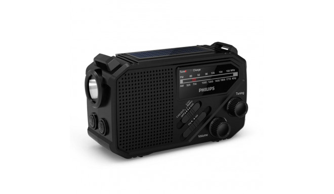 Philips TAR1609 matkaradio ja taskulamppu, musta