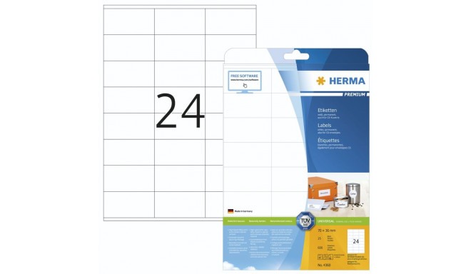 Herma 4360 -mitmeotstarbeline kleebis, Premium, 70 x 36 mm