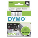 Dymo D1 teip 9 mm x 7 m, must läbipaistval taustal