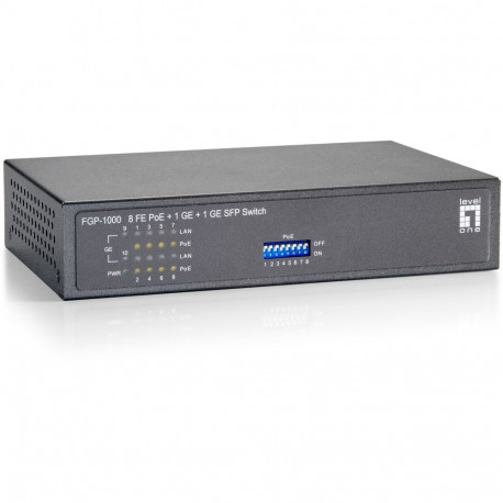 "Switch 8x FE FGP-1000 1xGE 1xGSFP 120W 8xPoE"