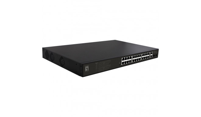 "Switch 24x GE GEP-2821 2xGE 2xGSFP 19"" 390W 24xPoE+"