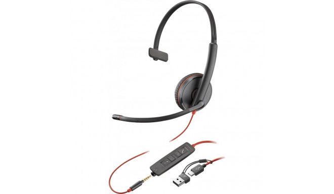 "HP Poly Headset Blackwire C3215 Mono USB-C/A & 3.5 mm (bulk)"