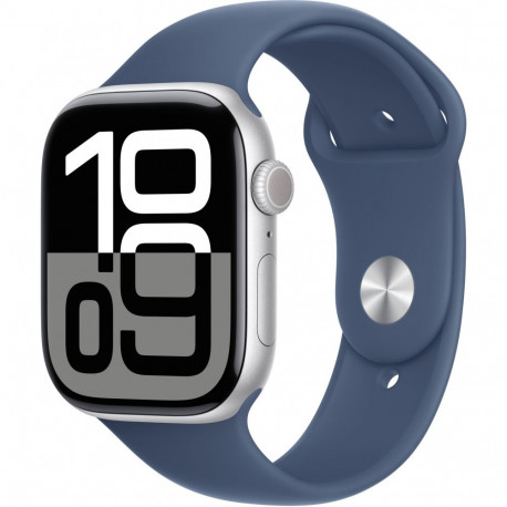 "APPLE Watch Series 10 GPS 46mm Silver Aluminium Case with Denim Sport Band - M/L"