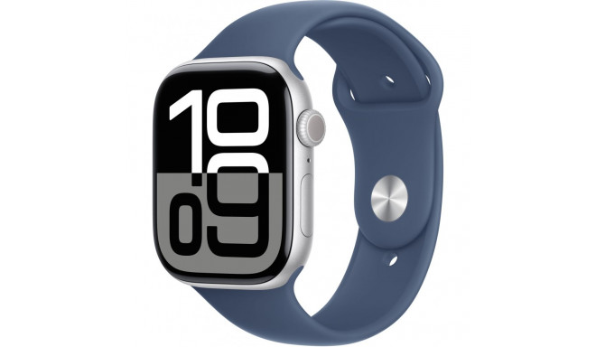 "APPLE Watch Series 10 GPS 46mm Silver Aluminium Case with Denim Sport Band - M/L"