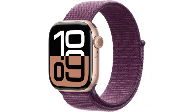"APPLE Watch Series 10 GPS 42mm Rose Gold Aluminium Case with Plum Sport Loop"