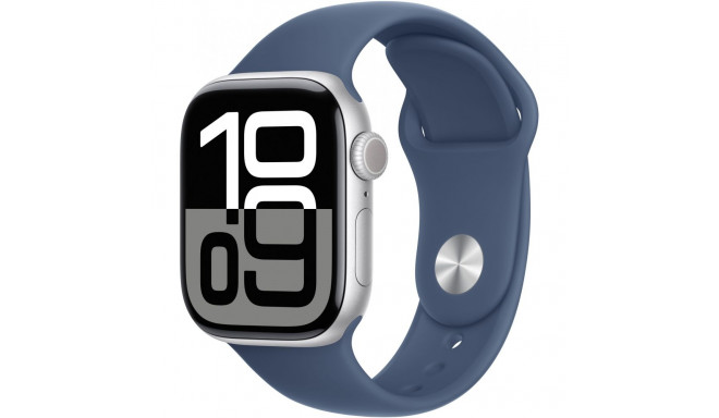 "APPLE Watch Series 10 GPS 42mm Silver Aluminium Case with Denim Sport Band - S/M"