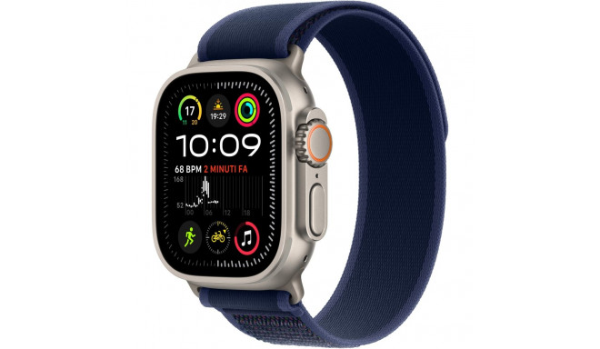 "APPLE Watch Ultra 2 GPS + Cellular 49mm Natural Titanium Case with Blue Trail Loop - S/M"