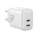 Сетевое зарядное устройство Joyroom JR-TCF12 2x USB-C 20W PD | QC 3.0 - белый