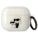 Karl Lagerfeld 3D Logo NFT Karl and Choupette TPU Glitter Case for Airpods 3 White